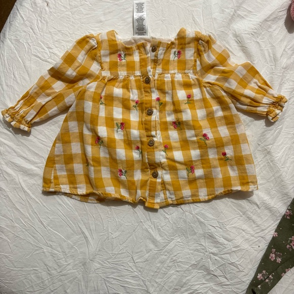 Baby Girls 6 Month Shirt Outfit Bundle Yellow Plaid Gingham Floral - Picture 3 of 7
